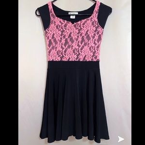 Black with pink lace short dress